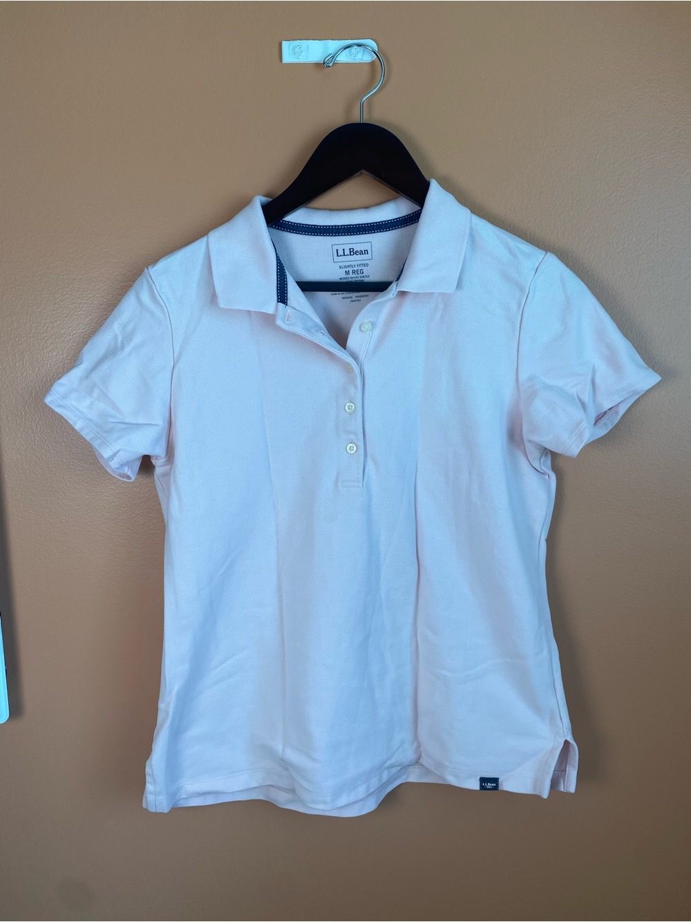 L.L. Bean Women's Short Sleeve Polo Shirt Light Pink Medium Regular